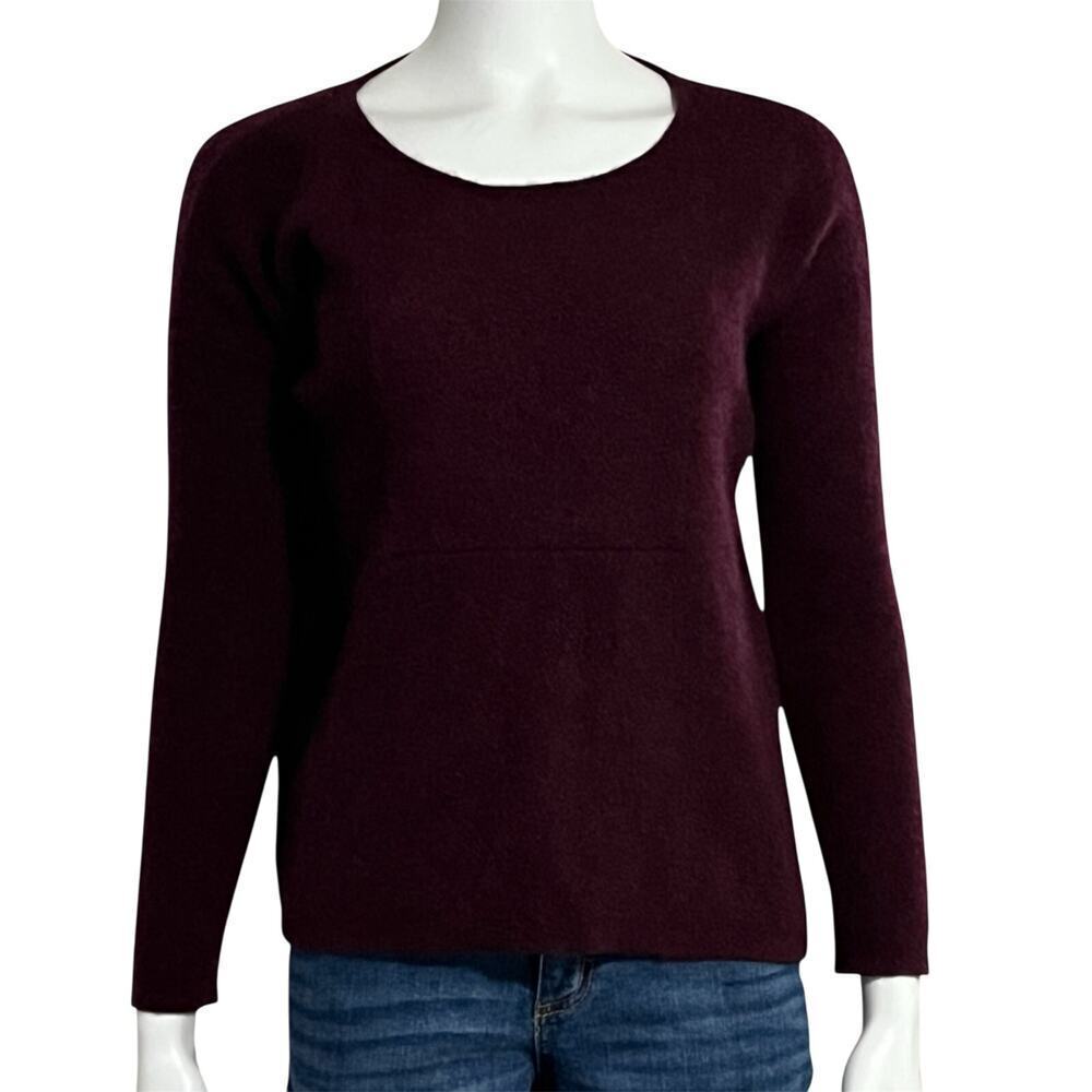 Knyt & Lynk Womens Long Sleeve Cashmere Burgundy Sweater Size Small